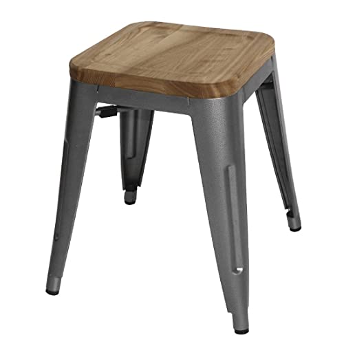 Bolero acciaio Bistro Low sgabelli con cuscino in legno, grigio (confezione da 4)