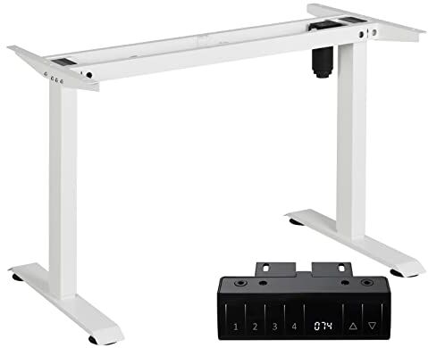 WOLTU Scrivania Regolabile in Altezza Standing Desk Elettrico con Motore in Acciaio Telaio per Tavolo da Ufficio con 4 Pulsanti di Memoria, Display Digitale Bianco TS152ws