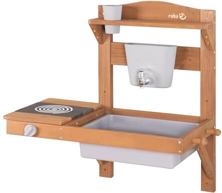 roba Cucina Giocattolo da Esterno da Appendere con Accessori Resistente alle Intemperie Regalo di Compleanno, Natale, Pasqua Legno Certificato FSC Teak Naturale