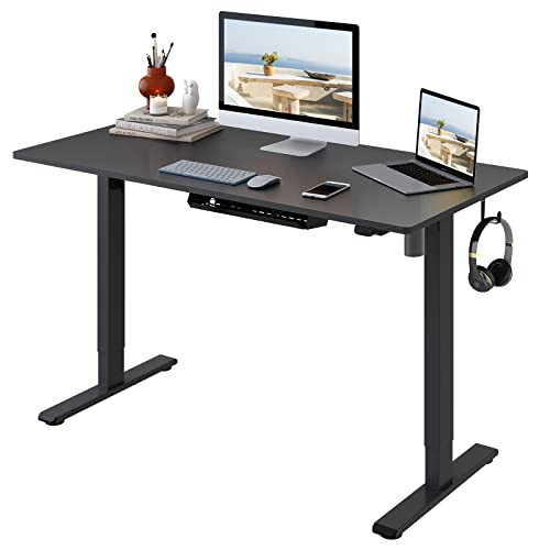 FLEXISPOT EG1-SET 120 * 60cm Scrivania Regolabile in Altezza Standing Desk Scrivania Elettrica Scrivania Motorizzata Telaio in Acciaio Solido a 2 stadi Per Lavorare da Casa( Nero+Nero )