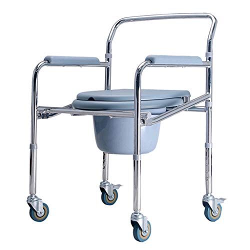 Generic Sedia da toilette con ruote Sedia da doccia per bagno Sedia da comodino in alluminio Sedia da toilette da bagno Sedia da trasporto per sedia a rotelle (4 ruote)