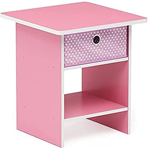 Furinno Tavolino con Cassetto, Legno, Rosa (Pink/Light Pink), 39.37 x 39.37 x 45.21 cm