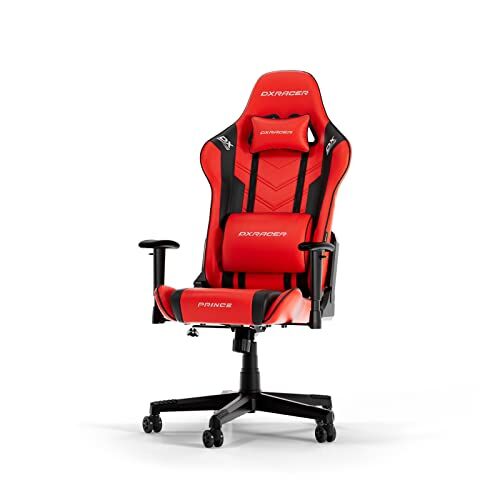 DXRacer PRINCE L Rosso & Nero PVC Pelle La Sedia da Gaming Originale