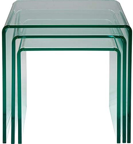 KARE Design Tavolini Clear Club (3/Set), Tavolino Moderno, Quadrato, Vetro Trasparente, 42X42X42Cm, 38X38X38Cm, 34X34X34Cm, Varie Misure In Un Set