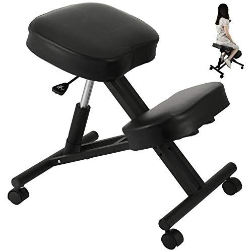 VEVOR Sedia Ergonomica Regolabile per Casa e L'Ufficio con Ruote Sedia Ergonomica Inginocchiato Nero Alleviare Lo Stress