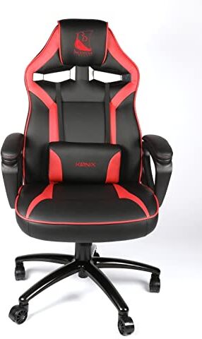 Konix Sedia da ufficio Drakkar Thor Gaming Inclinazione del sedile di 15° Pelle PU liscia Nero e rosso