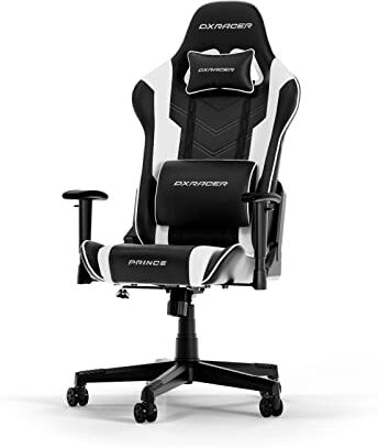 DXRacer PRINCE L Nero & Bianco PVC Pelle La Sedia da Gaming Originale