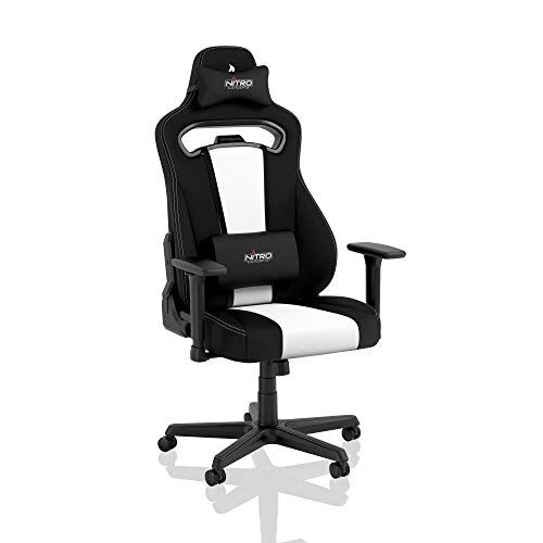 NITRO CONCEPTS E250 Sedia da Gaming Sedia da Ufficio 125 kg 90 ° a 135 ° Reclinabile Regolabile in Altezza Braccioli 2D Nero/Bianco