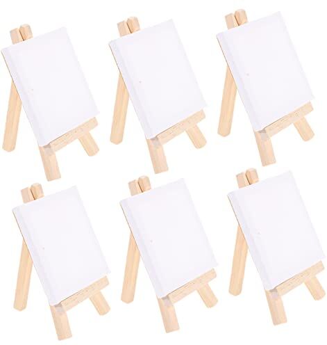 MAGICLULU 6 Set Mini Cavalletto in Tela Piccola Tela Cavalletto Artistico in Legno Per Bambini Cavalletto Da Tavolo in Legno Di Legno Bianca A Casa Bambù Bambino Forniture Per Feste