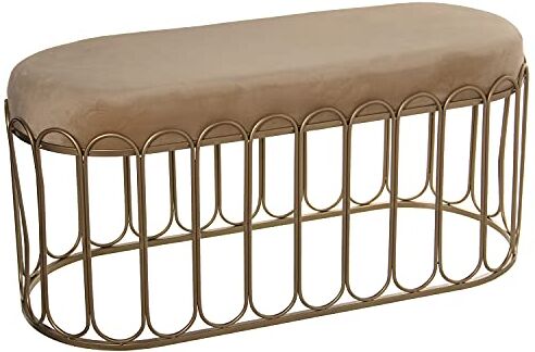 DRW Sgabello di Metallo e Velluto in Oro e Beige 100x40x47 cm, Vari, Grande