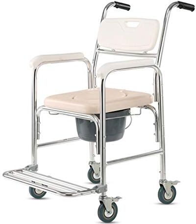 Generic Comoda Sedia Sedia A Rotelle Doccia Comoda Sedia Mobile Sedile Imbottito Sedile WC Bagno Trasporto Sedia A Rotelle Con Ruote Per Anziani Capacità Di Peso Max.275Lbs