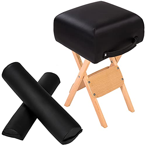 TecTake Accessori per lettino di massaggio sgabello 2 rulli disponibile in diversi colori (Nero   no. 400431)