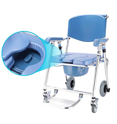 Generic Comodino Sedia Rolling Chair Comodino Comodino Trasporto Pieghevole Bagno Doccia Sedia Sedile Imbottito Per Anziani/Donna Incinta/Disabili Sedia Vasino