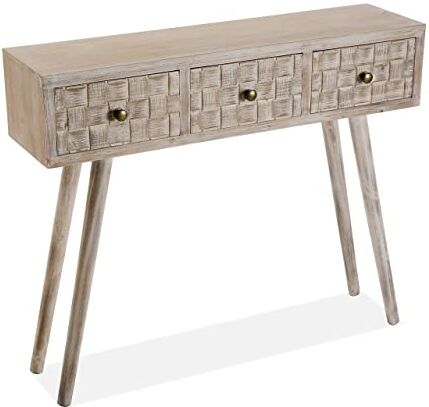 VERSA Anish Consolle ingresso, Tavolo Consolle, Tavolino Ingresso, Tavolo salotto, con 3 cassetti, Misure (A x L x l) 81,5 x 25 x 97 cm, Legno, Colore Marrone e grigio