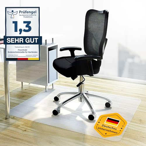 Floordirekt Taetino protettivo per pavimento antigraffio, antiscivolo, per sedia da ufficio, taetino protettivo per laminato, parquet, pavimenti duri(Colore: Bianco, 120 x 120 cm)