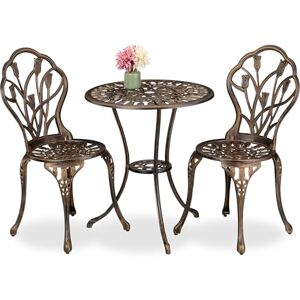 Relaxdays Set da Bistrot da 3, Tavolino da Giardino, 2 Sedie da Balcone, in Alluminio Stile Ferro Battuto, Nero Bronzo Relaxdays Set da Bistrot da 3, Tavolino da Giardino, 2 Sedie da Balcone, in Alluminio Stile Ferro Battuto, Nero Bronzo