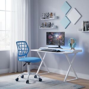FurnitureR Sedia da Gaming Compatta, Schienale Hollow in PP, Altezza Regolabile, Seduta Ergonomica Girevole in Schiuma Base in Ferro a 5 Ruote per Lettura, Disegno, Gioco Macaron Blu FurnitureR Sedia da Gaming Compatta, Schienale Hollow in PP, Altezza Regolabile, Seduta Ergonomica Girevole in Schiuma Base in Ferro a 5 Ruote per Lettura, Disegno, Gioco Macaron Blu