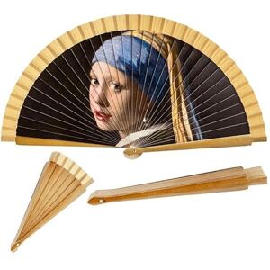 DRW Ventaglio in Legno Decorato con Quadro La Giovane Perla di Vermeer, Multicolore, Medidas: 42 cm DRW Ventaglio in Legno Decorato con Quadro La Giovane Perla di Vermeer, Multicolore, Medidas: 42 cm