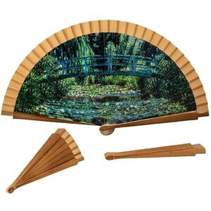 DRW Ventaglio in legno decorato con quadro il ponte di Monet 42 cm DRW Ventaglio in legno decorato con quadro il ponte di Monet 42 cm