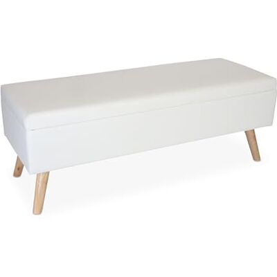 Relaxdays Panca, con vano, Imbottita, Ecopelle, Legno, HxLxP: 40 x 110 x 40 cm, per corridoio Relaxdays Panca, con vano, Imbottita, Ecopelle, Legno, HxLxP: 40 x 110 x 40 cm, per corridoio