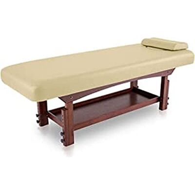 Quirumed Lettino SPA fisso in legno, colore beige, lettino da massaggio, altezza regolabile, similpelle, cuscino, foro facciale, base color wengè, stabile, imbottitura ad alta densità Quirumed Lettino SPA fisso in legno, colore beige, lettino da massaggio, altezza regolabile, similpelle, cuscino, foro facciale, base color wengè, stabile, imbottitura ad alta densità