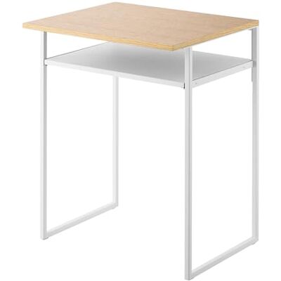 YAMAZAKI Tower Tavolo con ripiano in legno e piano estraibile, bianco, acciaio/legno, minimalista, 45,2 x 53 x 66,8 cm YAMAZAKI Tower Tavolo con ripiano in legno e piano estraibile, bianco, acciaio/legno, minimalista, 45,2 x 53 x 66,8 cm