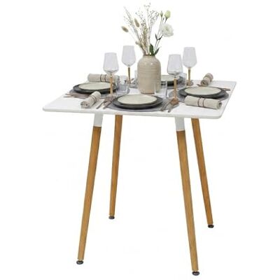 Relaxdays , tavolo quadrato, A x L x P: 75x75x75 cm, MDF/bambù, 4 persone, scandinavo, bianco/naturale Relaxdays , tavolo quadrato, A x L x P: 75x75x75 cm, MDF/bambù, 4 persone, scandinavo, bianco/naturale