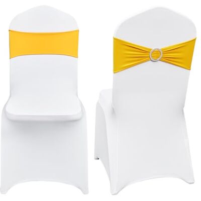 VEVOR Coprisedia Pieghevole in Spandex Elasticizzato, Coprisedia Universale con Telai per Sedia, Fodere Protettive Lavabili Rimovibili, per Matrimoni, Banchetti, Sala da Pranzo 50 Set Oro e Bianco VEVOR Coprisedia Pieghevole in Spandex Elasticizzato, Coprisedia Universale con Telai per Sedia, Fodere Protettive Lavabili Rimovibili, per Matrimoni, Banchetti, Sala da Pranzo 50 Set Oro e Bianco