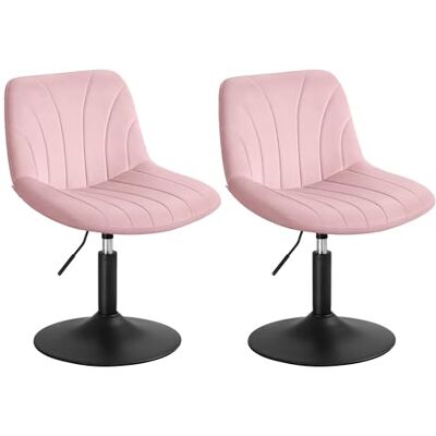 VASAGLE Set di 2 Sgabelli da Trucco, con Schienale, Regolabili Sedia Toeletta Trucco in Velluto, Girevole a 360°, per Camera da Letto, Collezione TYRA VASAGLE Set di 2 Sgabelli da Trucco, con Schienale, Regolabili Sedia Toeletta Trucco in Velluto, Girevole a 360°, per Camera da Letto, Collezione TYRA