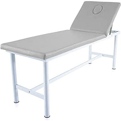 Quirumed Lettino da massaggio fisso in acciaio, similpelle, colore argento, con tappo facciale, foro facciale, schienale regolabile, leggero, 186 x 62 x 69 cm, fino a 120 kg Quirumed Lettino da massaggio fisso in acciaio, similpelle, colore argento, con tappo facciale, foro facciale, schienale regolabile, leggero, 186 x 62 x 69 cm, fino a 120 kg