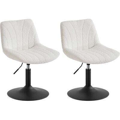 VASAGLE Set di 2 Sgabelli da Trucco, Regolabili in Altezza, con Schienale Sgabello Postazione Trucco, Sedia Girevole a 360°, in Velluto, Bianco Crema, Collezione TYRA VASAGLE Set di 2 Sgabelli da Trucco, Regolabili in Altezza, con Schienale Sgabello Postazione Trucco, Sedia Girevole a 360°, in Velluto, Bianco Crema, Collezione TYRA