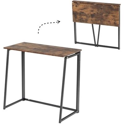 FurnitureR Scrivania pieghevole piccola, 80 cm, postazione di lavoro per computer, salvaspazio, per casa, ufficio, studio, senza montaggio, marrone vintage FurnitureR Scrivania pieghevole piccola, 80 cm, postazione di lavoro per computer, salvaspazio, per casa, ufficio, studio, senza montaggio, marrone vintage