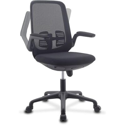 Techly 363340 Sedia per Ufficio Regolabile in Altezza con Braccioli Pieghevoli Nera Nero Techly 363340 Sedia per Ufficio Regolabile in Altezza con Braccioli Pieghevoli Nera Nero