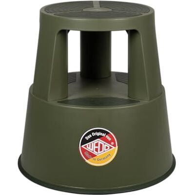 WEDO x FRNK Sgabello con rotelle Super Step – Robusto sgabello in plastica, certificato TÜV/GS secondo EN 14183-F, antiscivolo, arrotolabile, Made in Germany, altezza ca. 43 cm, portata 150 kg olive WEDO x FRNK Sgabello con rotelle Super Step – Robusto sgabello in plastica, certificato TÜV/GS secondo EN 14183-F, antiscivolo, arrotolabile, Made in Germany, altezza ca. 43 cm, portata 150 kg olive