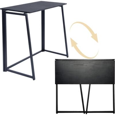 FurnitureR Scrivania pieghevole piccola, 80 cm, postazione di lavoro per computer, salvaspazio, per casa, ufficio, studio, senza montaggio, nero FurnitureR Scrivania pieghevole piccola, 80 cm, postazione di lavoro per computer, salvaspazio, per casa, ufficio, studio, senza montaggio, nero