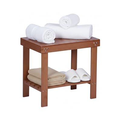 Relaxdays Sgabello bambù con ripiano, HxLxP: 41 x 44 x 28 cm, bagno, soggiorno e corridoio, naturale Relaxdays Sgabello bambù con ripiano, HxLxP: 41 x 44 x 28 cm, bagno, soggiorno e corridoio, naturale