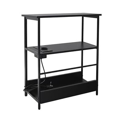 Relaxdays Tavolino con Presa elettrica e Porte USB, 2 Ripiani e vano per riviste, HLP: 58x45x18 cm Relaxdays Tavolino con Presa elettrica e Porte USB, 2 Ripiani e vano per riviste, HLP: 58x45x18 cm