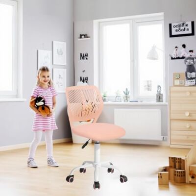 FurnitureR Sedia da scrivania per bambini, regolabile in altezza, sedia girevole con schienale con piccolo foro, adatta per camera dei bambini o sala studio, rosa FurnitureR Sedia da scrivania per bambini, regolabile in altezza, sedia girevole con schienale con piccolo foro, adatta per camera dei bambini o sala studio, rosa