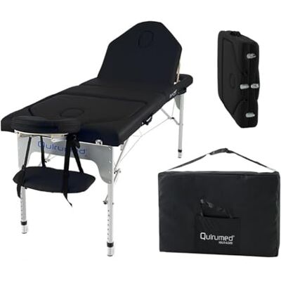 Quirumed Barella pieghevole, doppio schienale pieghevole, alluminio, similpelle, colore nero, 186 x 66 cm, portatile, testa rimovibile, foro facciale, altezza regolabile, fino a 150 kg Quirumed Barella pieghevole, doppio schienale pieghevole, alluminio, similpelle, colore nero, 186 x 66 cm, portatile, testa rimovibile, foro facciale, altezza regolabile, fino a 150 kg