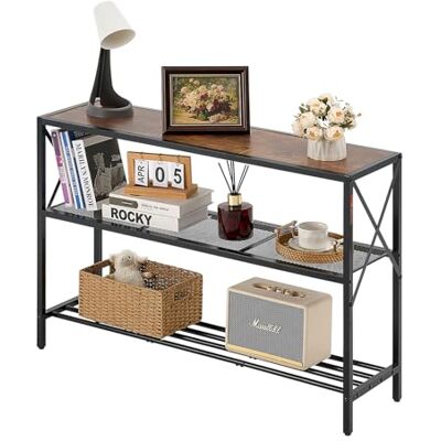 VEVOR Tavolo Stretto Dietro Divano, Tavolino da Ingresso Lungo a 3 Livelli e Tavola da Corridoio Sottile, con Struttura in Metallo, per Ingresso, Corridoio, Soggiorno, 106 x 29,5 x 73,5 cm VEVOR Tavolo Stretto Dietro Divano, Tavolino da Ingresso Lungo a 3 Livelli e Tavola da Corridoio Sottile, con Struttura in Metallo, per Ingresso, Corridoio, Soggiorno, 106 x 29,5 x 73,5 cm