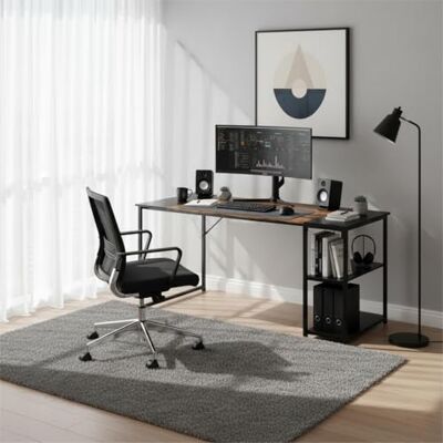 FurnitureR Posta di Lavoro per Computer, Bi-Materiale Metallo/Legno, 2 Livelli di Conservazione Pratica-Regolazione in Altezza, Ampio Spazio Lavoro, Combinazione Unica di Marrone Retro e Nero, Tavolo FurnitureR Posta di Lavoro per Computer, Bi-Materiale Metallo/Legno, 2 Livelli di Conservazione Pratica-Regolazione in Altezza, Ampio Spazio Lavoro, Combinazione Unica di Marrone Retro e Nero, Tavolo