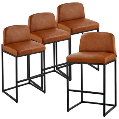 VEVOR Set di Sgabelli da Bar 4 pezzi Altezza Totale 925cm, Sedie da Cucina in Similpelle Schienale Struttura in Metallo, Capacità di Carico 147,7 kg, Sgabelli da Bar, Cucina, Sala da Pranzo, Marrone VEVOR Set di Sgabelli da Bar 4 pezzi Altezza Totale 925cm, Sedie da Cucina in Similpelle Schienale Struttura in Metallo, Capacità di Carico 147,7 kg, Sgabelli da Bar, Cucina, Sala da Pranzo, Marrone