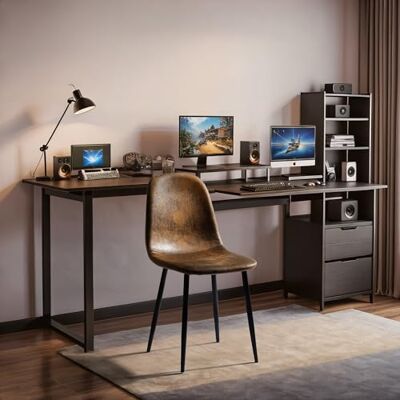 FurnitureR Set di 4 sedie da gioco – Simitato di velluto marrone, schienale ergonomico, struttura a croce in metallo, altezza regolabile – per PC e console FurnitureR Set di 4 sedie da gioco – Simitato di velluto marrone, schienale ergonomico, struttura a croce in metallo, altezza regolabile – per PC e console