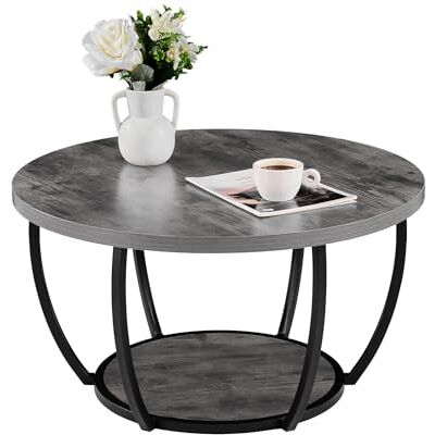 VEVOR Tavolino Laterale Rotondo Tavolino da Divano a Due Livelli con Struttura in Metallo e Spazio Aperto e Carico di 34,9 kg, Tavolo da Soggiorno Minimalista da 80,5 x 80,5 x 44 cm Grigio VEVOR Tavolino Laterale Rotondo Tavolino da Divano a Due Livelli con Struttura in Metallo e Spazio Aperto e Carico di 34,9 kg, Tavolo da Soggiorno Minimalista da 80,5 x 80,5 x 44 cm Grigio
