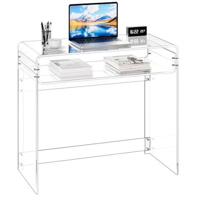 VEVOR Scrivania in Acrilico Trasparente, Rettangolare a 2 Livelli con Contenitore, Moderno Tavolino da Computer, per Camera da Letto, Isola Cucina, Ristorante, Ufficio, 40 x 85 x 75 cm, Trasparente VEVOR Scrivania in Acrilico Trasparente, Rettangolare a 2 Livelli con Contenitore, Moderno Tavolino da Computer, per Camera da Letto, Isola Cucina, Ristorante, Ufficio, 40 x 85 x 75 cm, Trasparente