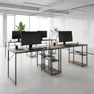 FurnitureR Posta di lavoro per computer, 120 x 60 cm, legno e metallo, 2 livelli di stoccaggio-regolazione in altezza, design moderno, vassoio in legno bi-tono, ideale per ufficio, camera da letto FurnitureR Posta di lavoro per computer, 120 x 60 cm, legno e metallo, 2 livelli di stoccaggio-regolazione in altezza, design moderno, vassoio in legno bi-tono, ideale per ufficio, camera da letto