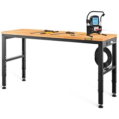 VEVOR Banco da Lavoro Regolabile Tavolo da Lavoro Dimensioni Piano 1220 x 508 mm Altezza Regolabile 719-968 mm Carico max. 900kg, Tavolo con Prese di Corrente Piano in Legno per Ufficio, Casa, Garage VEVOR Banco da Lavoro Regolabile Tavolo da Lavoro Dimensioni Piano 1220 x 508 mm Altezza Regolabile 719-968 mm Carico max. 900kg, Tavolo con Prese di Corrente Piano in Legno per Ufficio, Casa, Garage