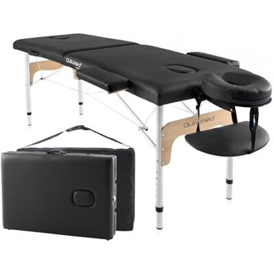 Quirumed Lettino da massaggio pieghevole Easy in alluminio, colore nero, 180 x 60 cm, in similpelle, portatile, testa rimovibile leggera, foro facciale, altezza regolabile, fino a 120 kg Quirumed Lettino da massaggio pieghevole Easy in alluminio, colore nero, 180 x 60 cm, in similpelle, portatile, testa rimovibile leggera, foro facciale, altezza regolabile, fino a 120 kg