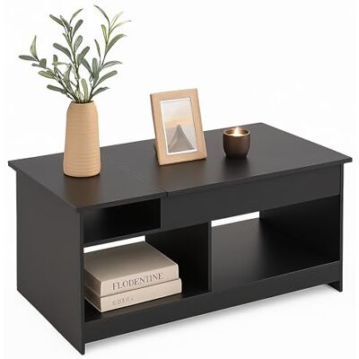 Relaxdays Tavolino estensibile, HLP: 50x110x50 cm, nero Da salotto con spazio contenitivo Relaxdays Tavolino estensibile, HLP: 50x110x50 cm, nero Da salotto con spazio contenitivo