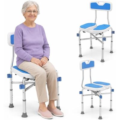 BAKAJI Sgabello da Doccia con Schienale e Braccioli, Struttura Alluminio e Seduta Ergonomica in HDPE, Sedile da Bagno per Anziani, Disabili e Persone con Mobilità Ridotta, Regolabile Altezza 83-93 cm BAKAJI Sgabello da Doccia con Schienale e Braccioli, Struttura Alluminio e Seduta Ergonomica in HDPE, Sedile da Bagno per Anziani, Disabili e Persone con Mobilità Ridotta, Regolabile Altezza 83-93 cm